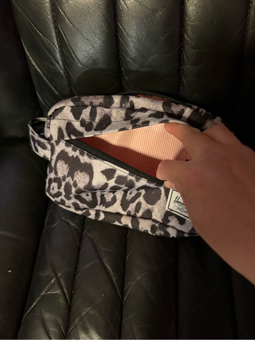 Herschel leopard print toiletry travel bag